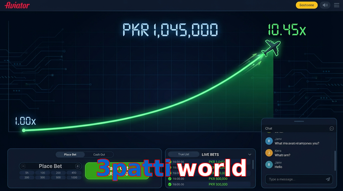 Main screen of 3Patti World aviator page for PK players